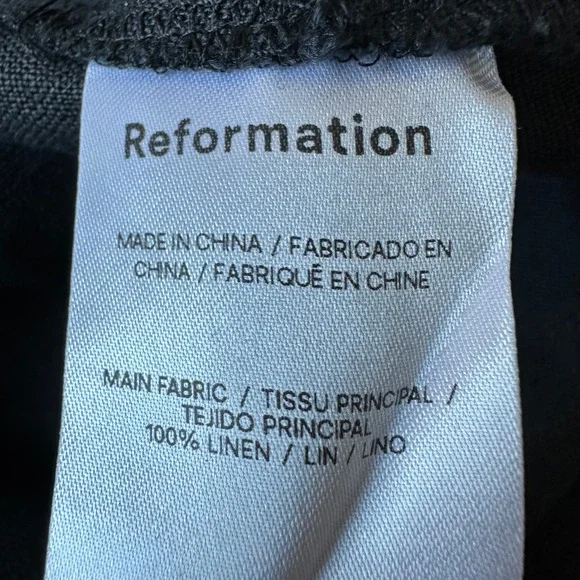 Reformation Kieryn Linen Midi Dress Black Floral Embroidered 4 NO BELT - Picture 7 of 10